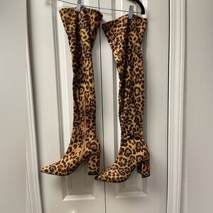 Leopard Print Over-the-Knee Boots